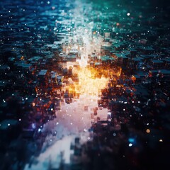 Poster - Visualizing quantum computing exploring luminescent fractal data patterns in a microscopic digital landscape