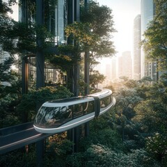 Poster - Innovative sunrise in urban landscapes electric autonomous vehicle transport and green infrastructure integration