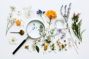Poster - Exploring botanical studies with pressed flowers and sketch tools in a delicate watercolor environment