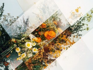 Poster - Creating botanical layered complexity with microscope pressed flowers and diagonal brushes filling space