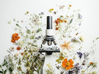 Poster - Exploring botanical layered complexity through microscope a central focus on diagonally crossed pressed flowers in nature's classroom
