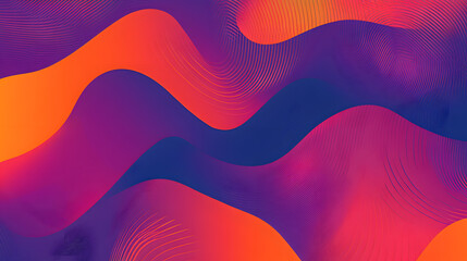 Poster - A vibrant abstract design featuring flowing waves in shades of orange, purple, and blue, creating a dynamic visual effect