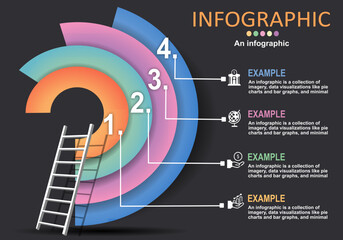 Poster - incomplete circle infographic vector graphic element with layers showing steps for presentation, man
