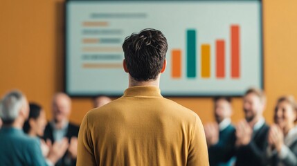 Poster - business presentation on growth metrics conference room data visualization professional environment 