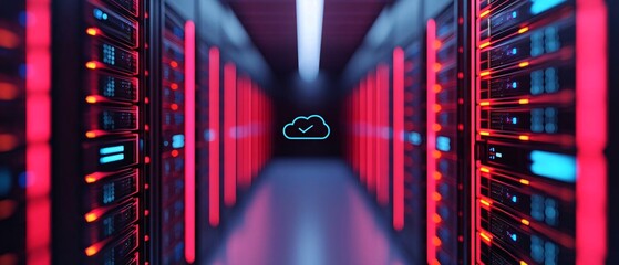 Poster - Data center operations showcase cloud technology infrastructure server room digital environment professional perspective