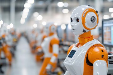 Poster - Robotic automation in manufacturing facility industry insights technology innovation indoor environment close-up perspective