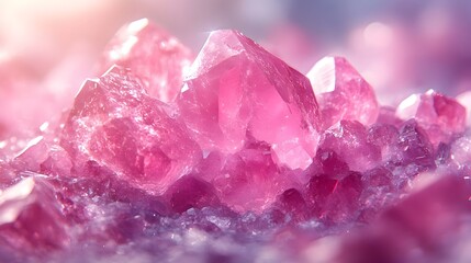 Poster - Exquisite Tones and Textures of Polished Rose Quartz Crystal Gem  Close up macro photograph displaying soft pink hues translucent qualities and smooth shiny surface