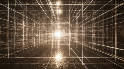 Poster - Intricate laser grids transforming digital space futuristic environment visual art technology concept immersive experience