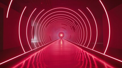 Poster - Ethereal neon vortex experience futuristic tunnel visual art urban environment immersive perspective digital aesthetics