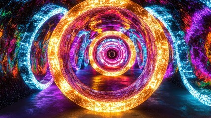 Poster - Luminous infinity tunnel installation a vr-inspired immersive digital art experience for tech enthusiasts