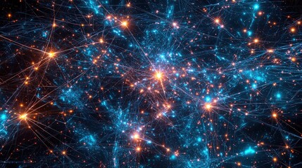 Fototapete - Cosmic data stream of neon stars and glowing light in a vast universe digital art abstract visualization futuristic concepts