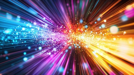 Poster - Neon explosion in digital void abstract art virtual space colorful environment dynamic perspective vibrant concept