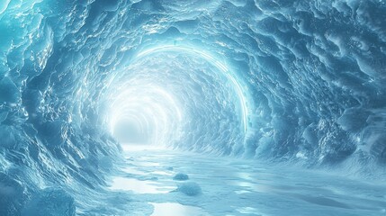 Aufkleber - Icy neon tunnel journey abstract environment digital art surrealistic atmosphere immersive viewpoint visual experience
