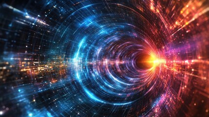 Poster - Digital future tunnel visualization abstract concept digital art virtual environment futuristic viewpoint for seo impact