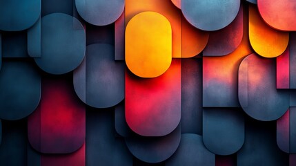 Poster - Abstract geometric pattern with vibrant colors and overlapping shapes, modern art concept
