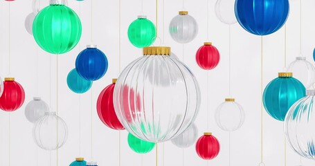 Poster - 3d animation of Christmas background with Christmas balls. 4k seamless looped.