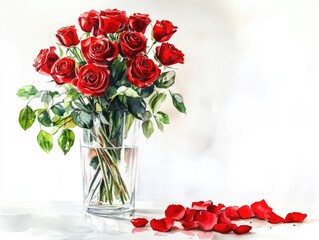 Wall Mural - Red rose arrangement on table