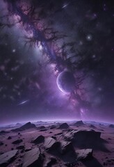 Wall Mural - cosmic expanse with stars on a purple background, cosmos, abstract background