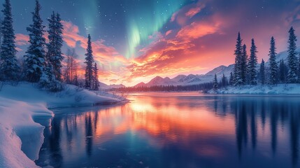The aurora borealis and polar night create a dramatic scene in the Arctic, but the warming of the planet is threatening the long-term stability of this fragile ecosystem