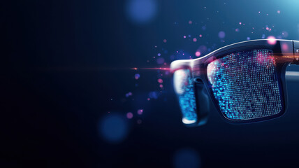 Poster - Sleek augmented reality glasses with digital display and vibrant effects