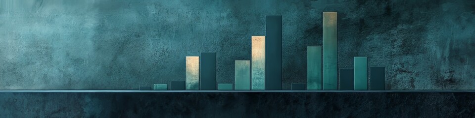 Aufkleber - Creative Visualization of Growth Through Abstract Bar Chart Representation Against a Textured Dark Background Reflecting Data Analysis and Trends