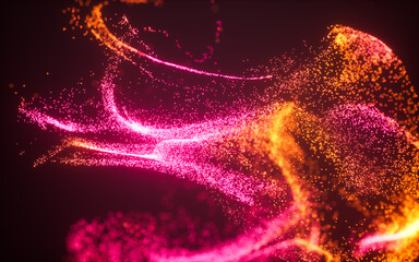 Poster - Gradient abstract glowing particles, 3d rendering.