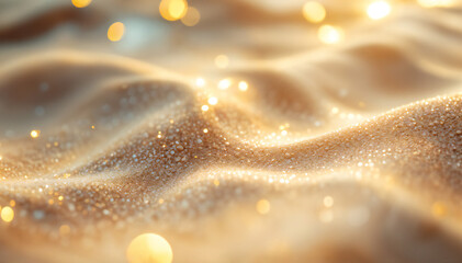 Wall Mural - Shimmering golden waves with sparkling bokeh lights , creating a warm and ethereal atmosphere
