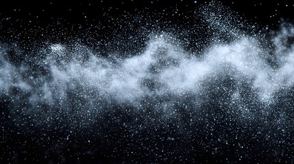 Poster - Close up of fine dust particles delicately floating and illuminated by a soft beam of light creating an ethereal and calming atmosphere that highlights the importance of air and cleanliness
