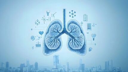 Poster - visually appealing and informative minimalistic infographic showcasing pm 2 5 particle symbols lungs