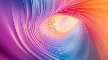 Aufkleber - Colorful wave pattern creating a mesmerizing abstract tunnel effect in soft gradients of light