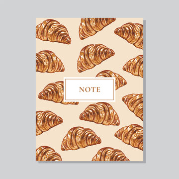 Croissant cover book templates, food background, design vector decorative graphic design illustration for your design	