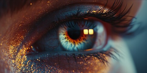 Aufkleber - Vibrant closeup of an eye with intricate details artistic expression studio setting macro photography visual impact
