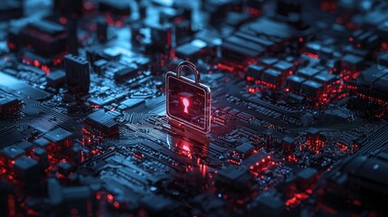 Fototapete - Digital privacy security event cybersecurity protection technology environment close-up viewpoint data safety concept