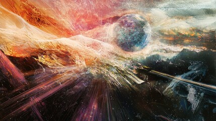 Aufkleber - Celestial explosion cosmic landscape outer space digital art abstract universe wide angle view visual harmony