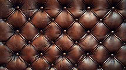 Poster - This luxurious leather texture showcases genuine craftsmanship with a rich brown color and intricate tufting, reflecting light beautifully in a sophisticated ambiance perfect for elegant interiors
