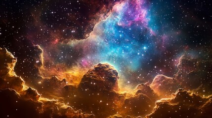 Captivating galaxy cloud nebula with a radiant spectrum of colors and sparkling stars Perfect for space-inspired science and astronomy designs