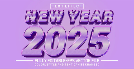 Poster - Happy new year 2025 font Text effect editable