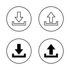 Poster - Download and upload icon on circle line. Downloading and uploading concept