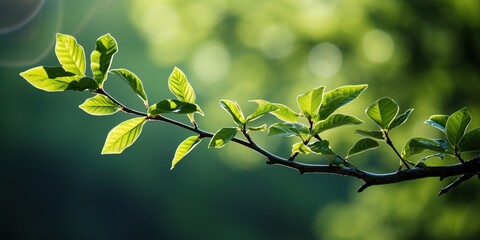 Wall Mural - green leaves on a sunny day