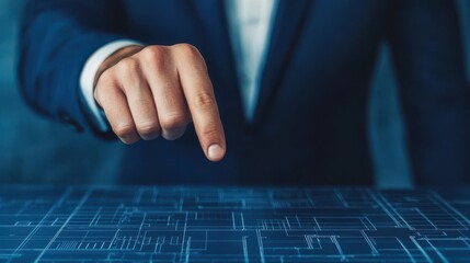 Wall Mural - Diversification of investment or asset allocation or portfolio management, analysis and research investment plan. Hand pointing at a diagram of a portfolio.