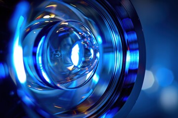 Poster - A colorful glass orb reflecting vibrant patterns of light in an artistic composition captured in a dark setting
