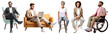 © Rawpixel.com - PNG Sitting and working and doing business set on transparent background