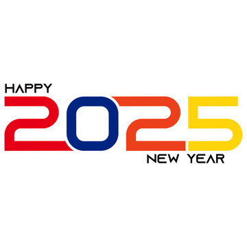 colorful letter 2025 and happy new year.  logo style icon text design. 