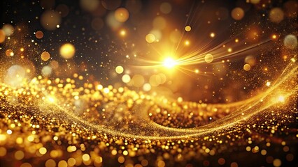 Wall Mural - Abstract glowing background with swirling golden light bokeh particles in motion, golden, light, bokeh, abstract, background
