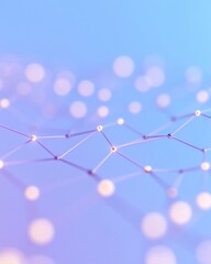 Fototapete - Abstract Network of Glowing Nodes on a Soft Purple Background