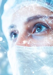 Aufkleber - Futuristic Scientific Exploration Close-Up of Researcher in Protective Gear Analyzing Data