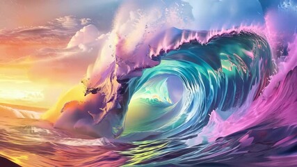 Wall Mural - fantasy colorful water wave