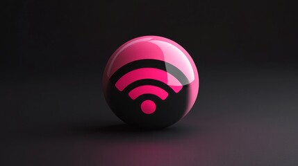 Poster - A striking pink wireless symbol sits prominently against a sleek, dark backdrop, showcasing the essence of digital communication and connectivity in an artistic way