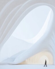 Aufkleber - Futuristic Transport Hub Sweeping Curves and Commuter Movement in Modern Architecture