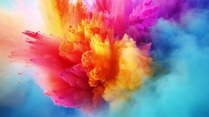 Poster - Rainbow Explosion: Vibrant hues of color powder burst in a dynamic explosion, creating a mesmerizing spectacle of texture and movement. Perfect for designs needing a bold, energetic feel. 